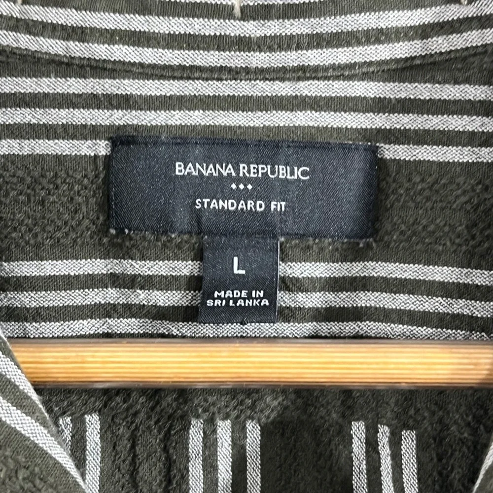 Banana Republic Heritage Old Money Mens Large Striped Short Sleeve Camp Shirt